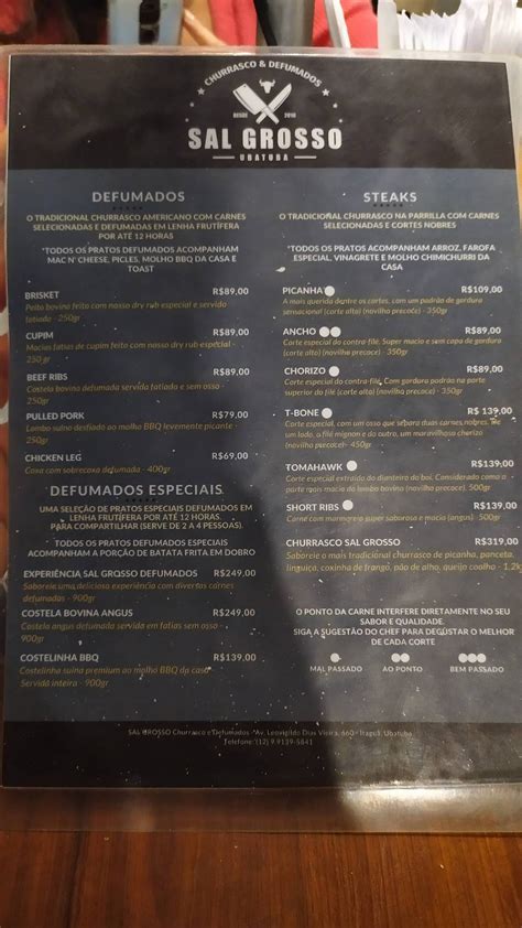 Menu Em Sal Grosso Churrasco E Defumados Restaurante Ubatuba