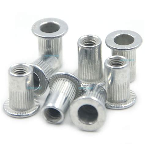 Pcs M Flat Head Rivet Nut Nutserts Blind Insert Rivnut Steel