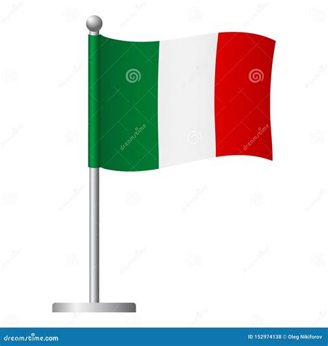 Italy Flag On Pole Icon Stock Illustration Illustration Of Pole