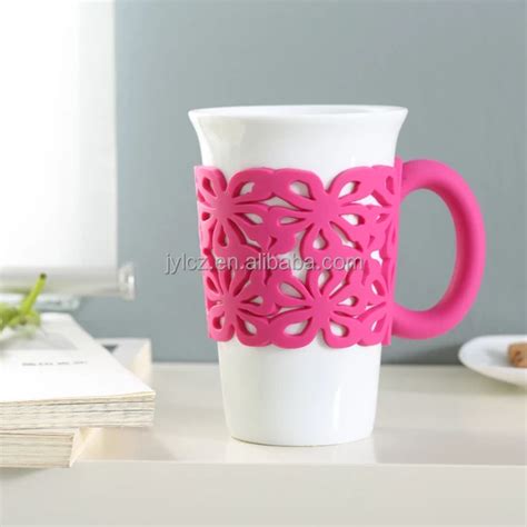 15oz Blanc Tasse En Céramique De Couleur Avec Poignée De Silicone En Gros Buy Tasse En