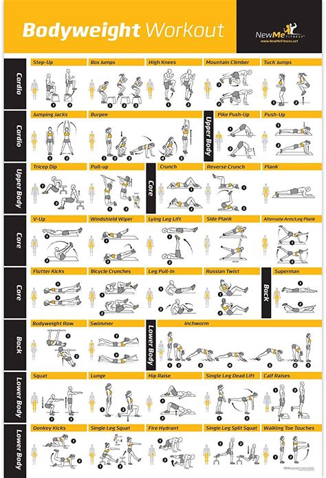 NewMe Fitness Bodyweight Exercise Poster Total Body Workout