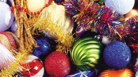 Wallpaper Christmas Decorations Balloons Colorful Tinsel Glitter