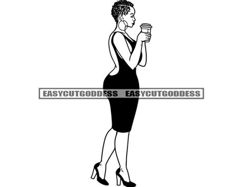 Sexy Melanin Curvy Woman Holding Coffee Cup Big Beautiful Plus Etsy