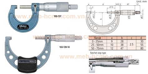 103 138 Micrometer M110 50 Panme Cơ Panme đo Ngoài Cơ Khí 25 50 Mm