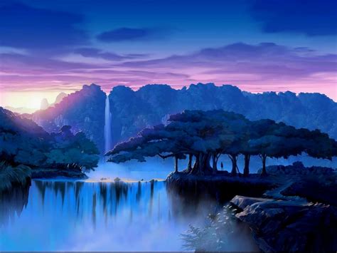 Landscape nature dream trees waterfalls waterfall sunset sunrise ...