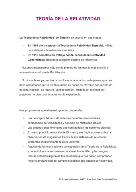 Pdf Teor A De La Relatividad Recursostic Educacion Esrecursostic