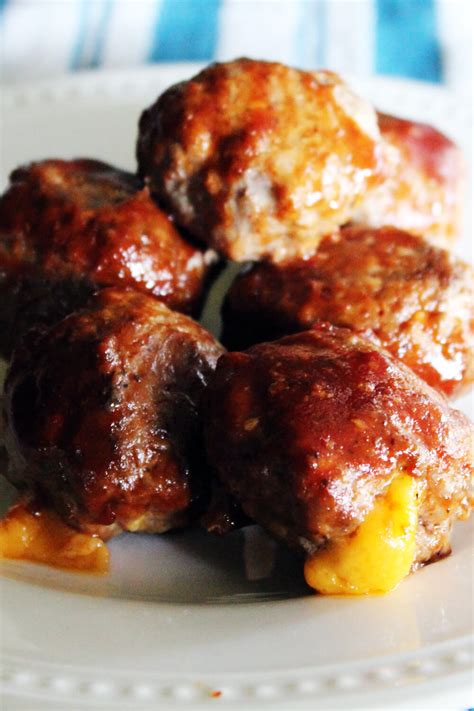 BBQ Basted Cheddar Stuffed Meatballs | Buy This Cook That