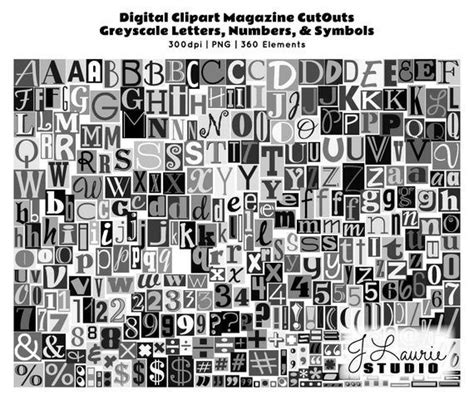 Digital Magazine Cutout Alphabet Ransom Note Letters Numbers Clipart