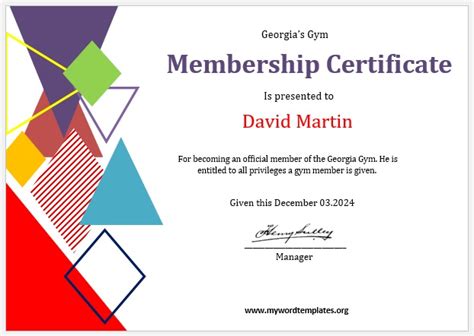 Membership Certificate Templates My Word Templates