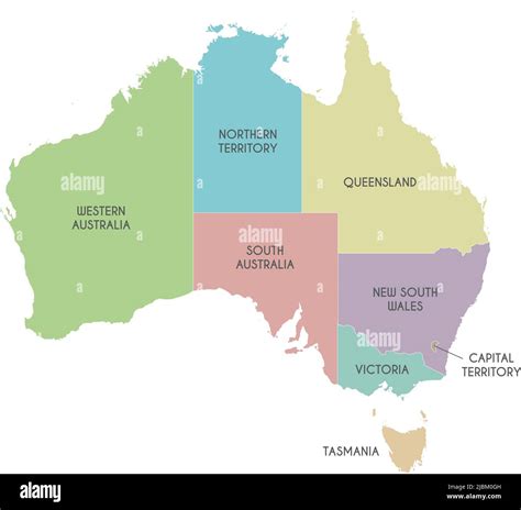 Simplified Map Of Australia Divided Into States And Green 45 OFF