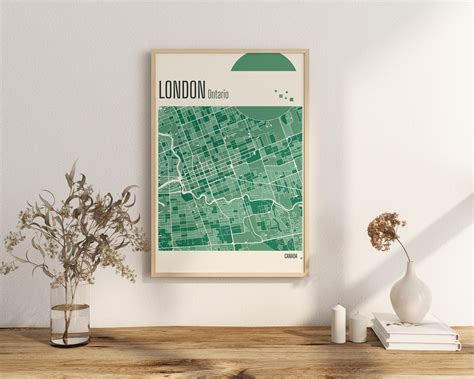 Print Map London Ontario City Maps Canada City Map Terracotta Prints