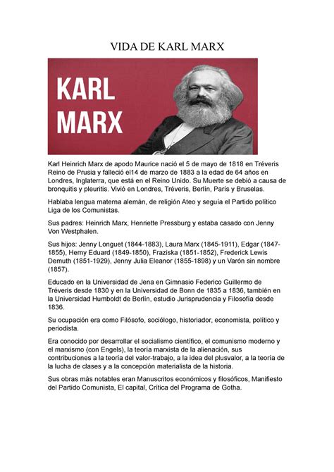 Vida De Karl Marx Información Detallada Vida De Karl Marx Karl