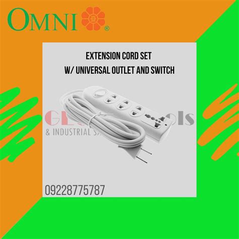 OMNI Extension Cord Set With Universal Outlet And Switch WER 103 PK