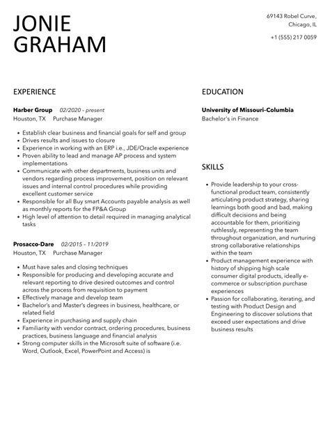 Purchase Manager Resume Samples | Velvet Jobs