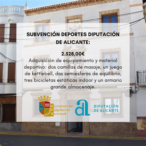 SUBVENCIÓN DIPUTACIÓN DE ALICANTE DEPORTES Ajuntament Poble Nou de