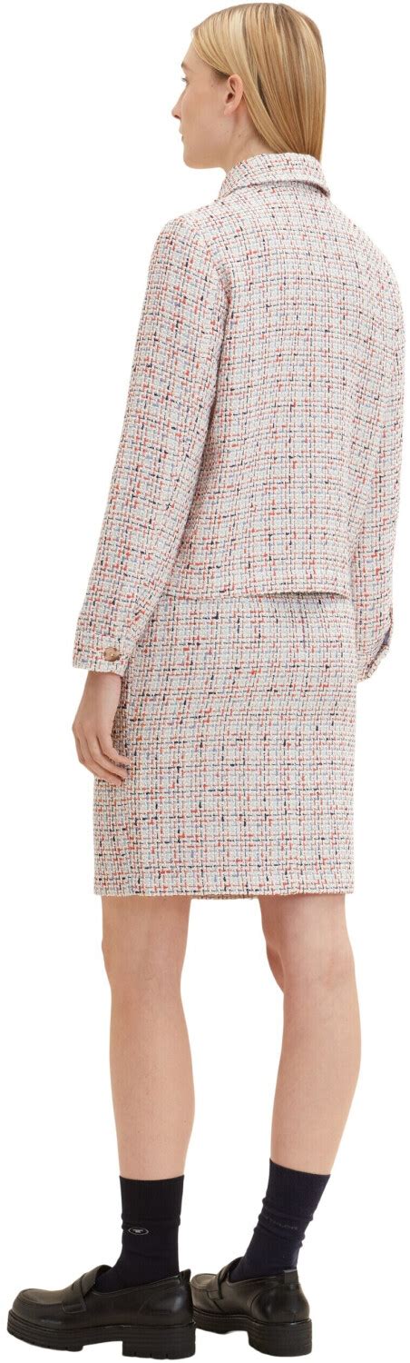 Tom Tailor Mehrfarbiger Boucl Blazer Blue Red Boucle