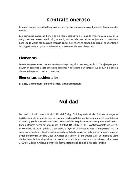 Contrato Oneroso Ejemplo Compraventa Mutuo Los Contratos Onerosos