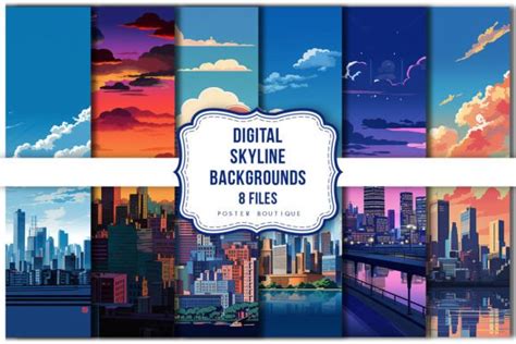 Digital Skyline Backgrounds Pack Graphic by Poster Boutique · Creative Fabrica