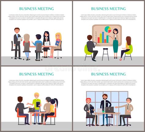 Business Meeting Poster Set Stock Illustrations 1408 Business