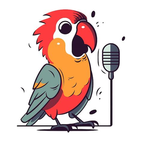 Premium Vector | Vector illustration of a cute parrot singing a song ...