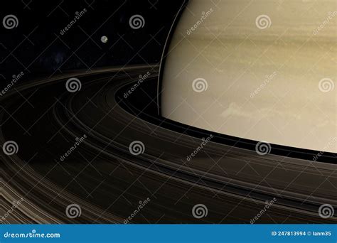 Dione Saturn S Moon Orbiting Around Saturn Planet D Render Stock