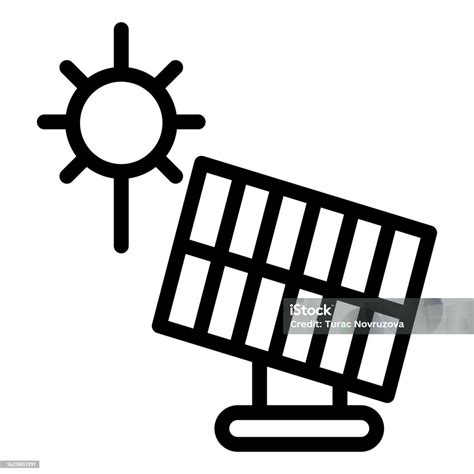 Solar Panel Line Icon Sun Energy Vector Illustration Isolated On White