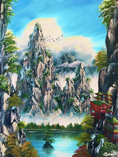 Huangshan Mountains Painting By Solveig Inga Fine Art America