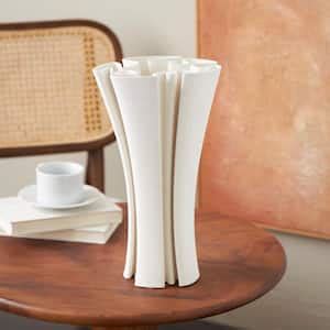 Litton Lane White Ceramic Decorative Vase With Woven Rattan Exterior