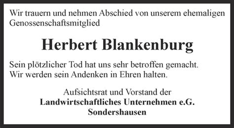 Traueranzeigen Von Herbert Blankenburg Trauer In Thueringen De