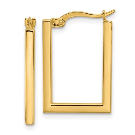 14k Yellow Gold Rectangle Hoop Earrings 3 4in Le2793 Joy Jewelers