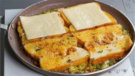 Min Breakfast Recipe Bread Egg Omelette Recipe Cheese Bread