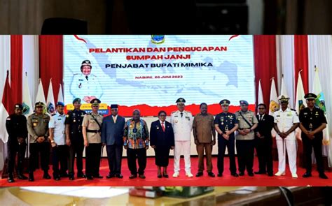 PJ Gubernur Papua Tengah Lantik Pj Bupati Mimika Harian Pelita