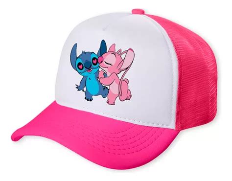 Boné Trucker Pink Btp1 Stitch Angel Apaixonado Beijo