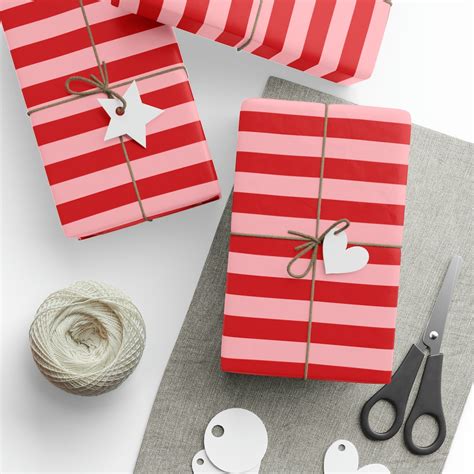 Pink And Red Striped Wrapping Paper Roll Awning Stripe T Wrap Matte Or Glossy Stripes