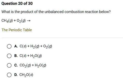 Solved What Is The Product Of The Unbalanced Combustion Reaction Below