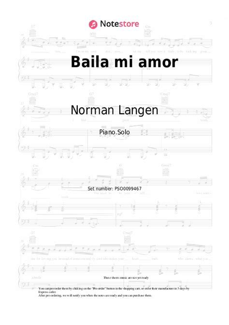 Baila Mi Amor Piano Sheet Music Norman Langen In Note Piano