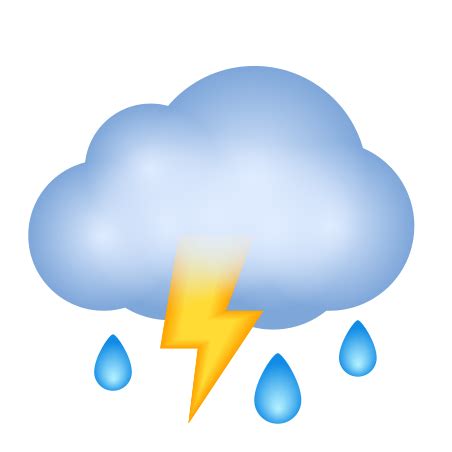 Cloud With Lightning And Rain Icon In Emoji Style