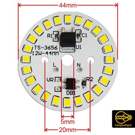 ماژول ال ای دی 220 ولت 12 وات گرد قطر 44 میلیمتر لامپ لامپ