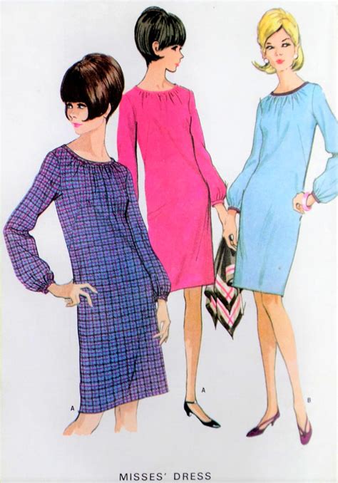 60s Mod Shift Dress Pattern Mccalls 8362 Cute Slim Dress Bust 31 Vinta