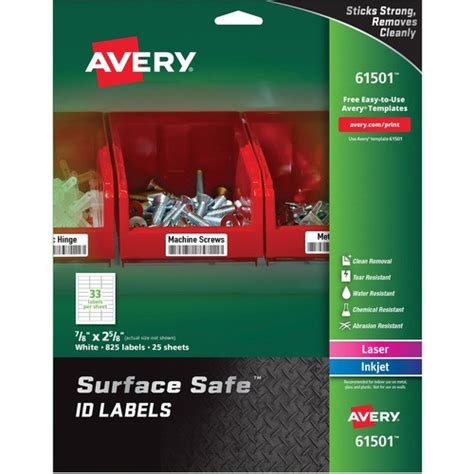 Avery® Surface Safe Id Labels Removable Adhesive 7 8 Width X 2 5 8 Length Rectangle