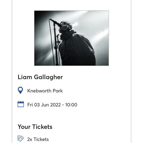 2 x Liam Gallagher tickets for knebworth on Friday... - Depop