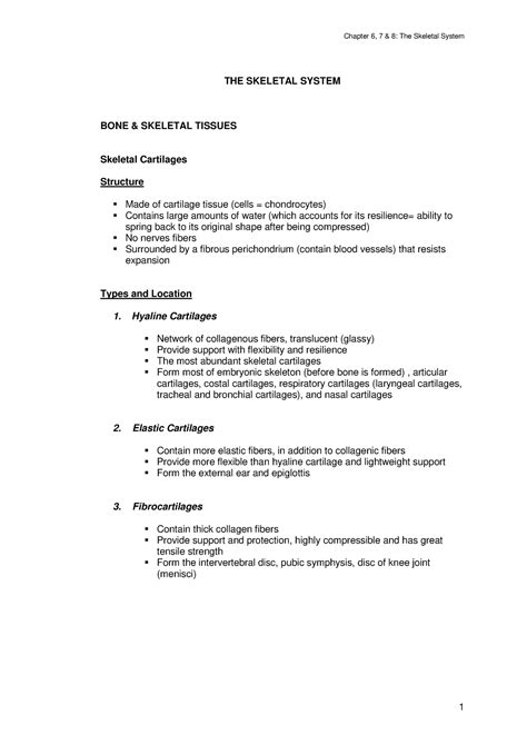 Note Chapter Skeletal System The Skeletal System Bone Skeletal