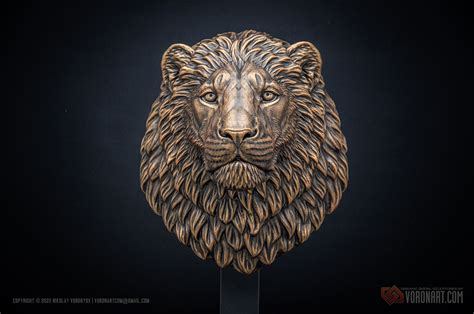 Lion face sculpture bronze color. Hand painted home decor