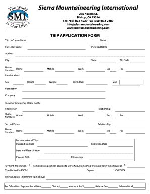 Fillable Online Its Caltech TRIP APPLICATION FORM California