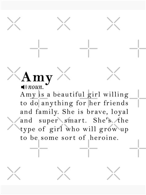 Amy Name Definition Meaning Poster By Peachyline Redbubble