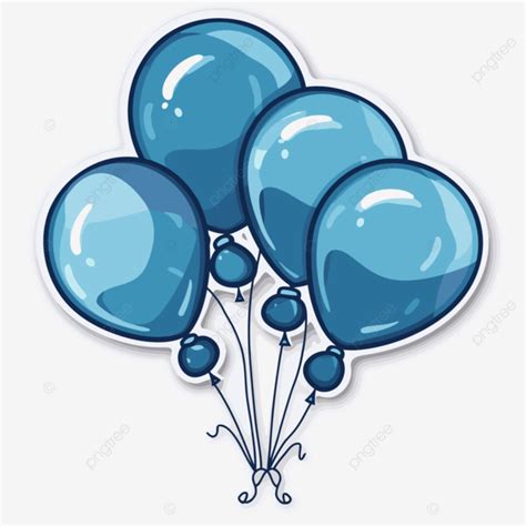 Blue Balloons Birthday Stickers Clipart Vector Birthday Clipart