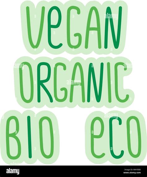 Eco Bio Organic Vegan Signs Vector Label Lettering Ecological Vegetarian Organic Concepts