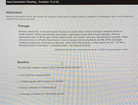 Solved Next Generation Reading Question Of Instructions Read