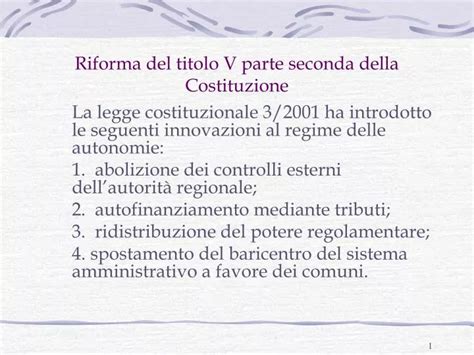 PPT Riforma Del Titolo V Parte Seconda Della Costituzione PowerPoint