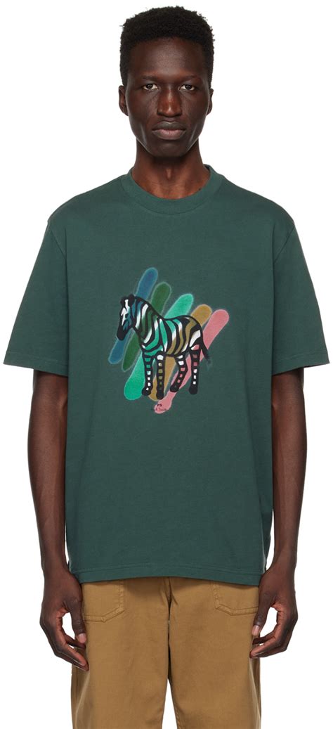 Ps By Paul Smith Green Broad Stripe Zebra T Shirt Ssense